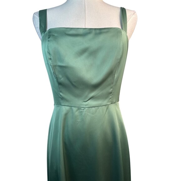 Hutch ModCloth Size 2 Tie-Back Midi Fit & Flare Green Satin Dress Lined Pockets - Picture 6 of 16